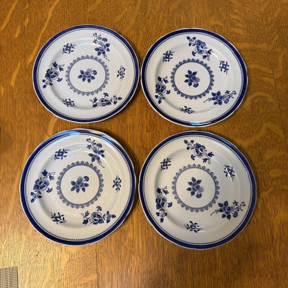 Set Of 4 Copeland Spode Gloucester 6" Dessert Plates Blue Flower Fine Stone